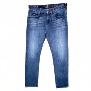 7 For All Mankind Jeans Mens 34x32 Blue The Straight Dark Denim Pants